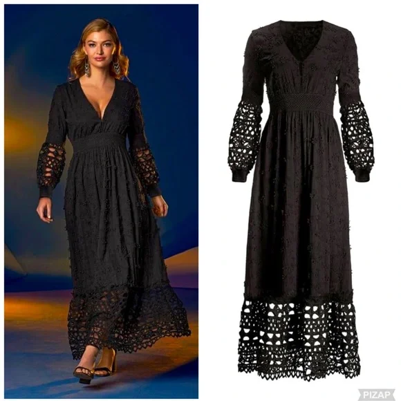 Boston Proper Mixed Media Boho Dress - Picture 1 of 5